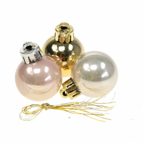 Floristik24 Décoration de sapin Boule de Noël Or, blanc, rose 3cm 14pcs