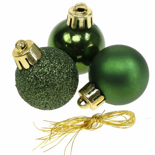 Article Décoration de sapin de Noël Boule de Noël verte 3cm 14 pcs