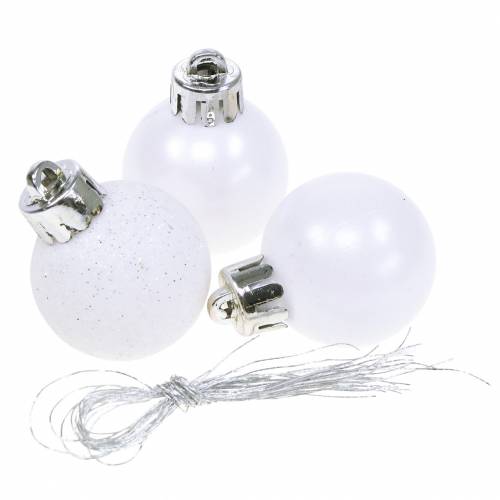 Floristik24 Décoration de sapin de Noël Boule de Noël blanche 3cm 14pcs