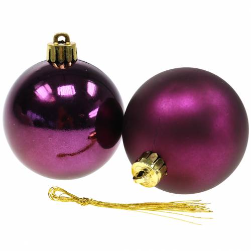 Floristik24 Décoration de sapin de Noël Boule de Noël Violet Ø6cm 12pcs