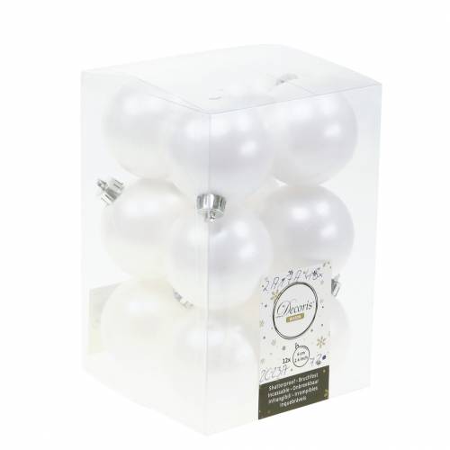 Floristik24 Décoration de sapin de Noël Boule de Noël blanche Ø6cm 12pcs