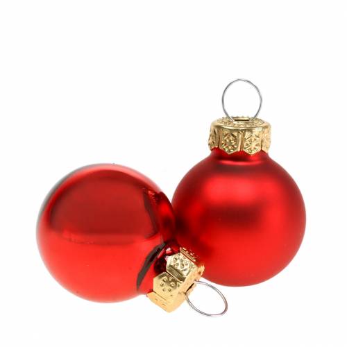 Article Mini boules de Noël rouges assorties Ø2,5cm 24 pcs
