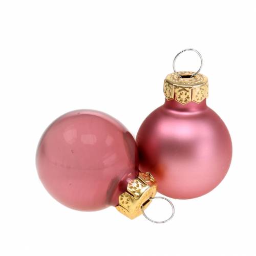 Floristik24 Mini boules de Noël vieux rose assorties Ø2,5cm 24 pcs