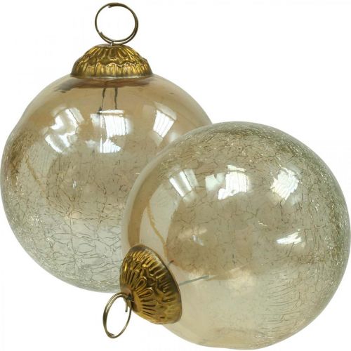 Floristik24 Boules de Noël en verre Boules de sapin de Noël clair, marron Ø10cm 3pcs