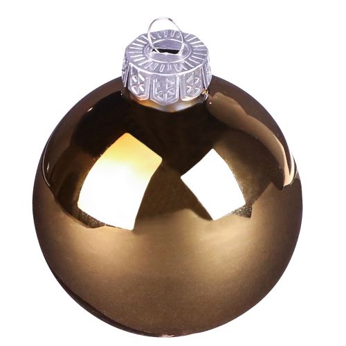 Article Boules de Noël boules de sapin marron doré verre Ø6cm 24 pcs