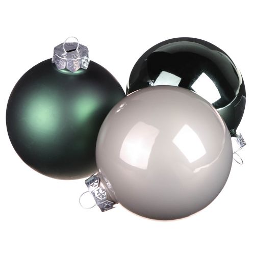 Floristik24 Boules de Noël boules de verre sapin vert gris Ø6cm 24 pcs