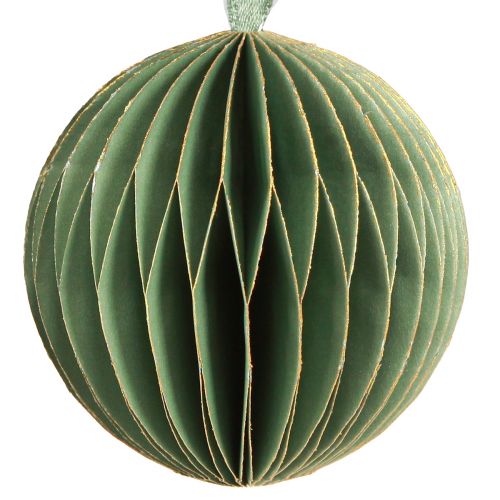 Article Boules de Noël boules en papier nid d&#39;abeille vert or Ø7cm 4 pcs