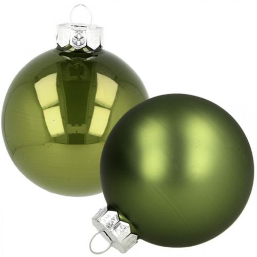 Boules de Noël en verre vert mix Ø6cm 24pcs