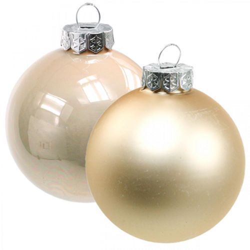 Floristik24 Boules de Noël en verre Ø4cm rose, mélange crème H4,5cm 24 pcs