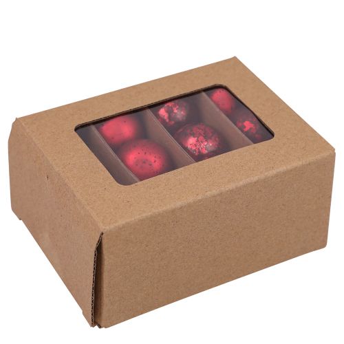 Article Boules de Noël en verre vintage rouge mini Ø3cm 22 pcs