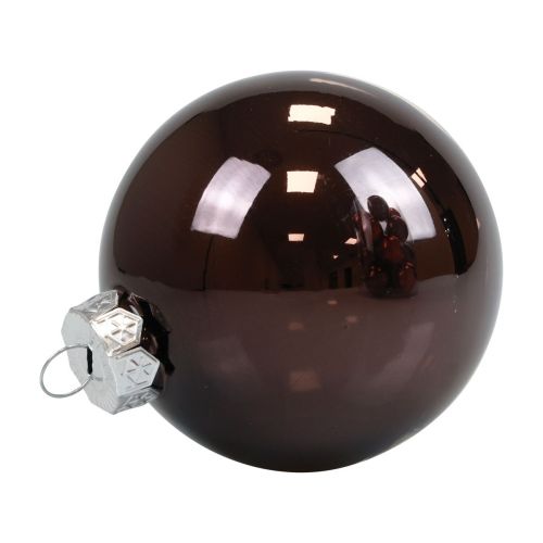 Floristik24 Boules de Noël verre marron mix boules d&#39;arbre brillant Ø7,5cm 12pcs