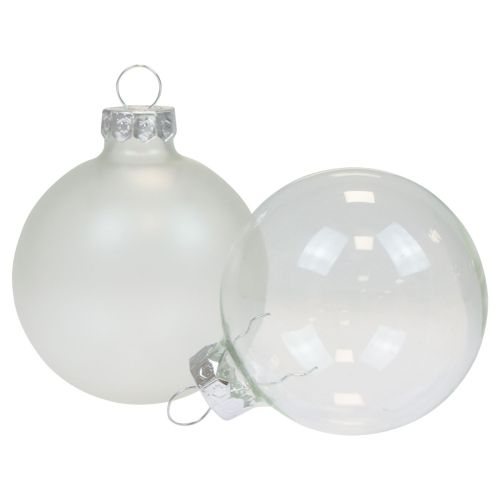 Floristik24 Boules de Noël en verre transparent opaque Boules de sapin de Noël Ø6cm 6 pcs
