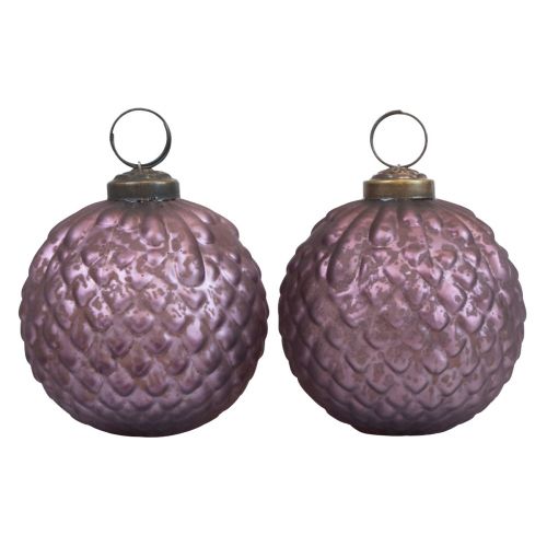 Boules de Noël en verre violet Boules de sapin de Noël vintage Ø7cm 4pcs