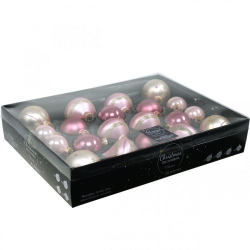 Floristik24 Boules de Noël verre rose jaune assorti Ø4,5-7cm 20 pcs