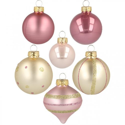 Floristik24 Boules de Noël verre rose jaune assorti Ø4,5-7cm 20 pcs
