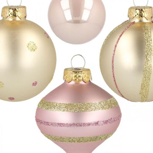 Floristik24 Boules de Noël verre rose jaune assorti Ø4,5-7cm 20 pcs