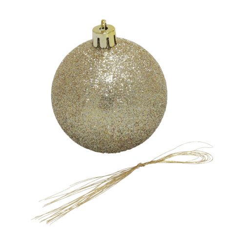 Article Boules de Noël en plastique champagne pailleté mat Ø6cm 10 pcs