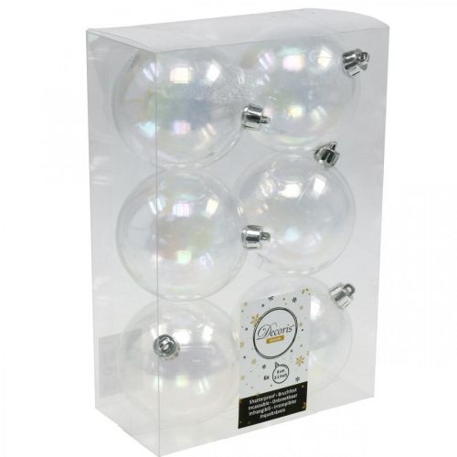 Floristik24 Boules de Noël en plastique transparent irisé Ø8cm 6pcs