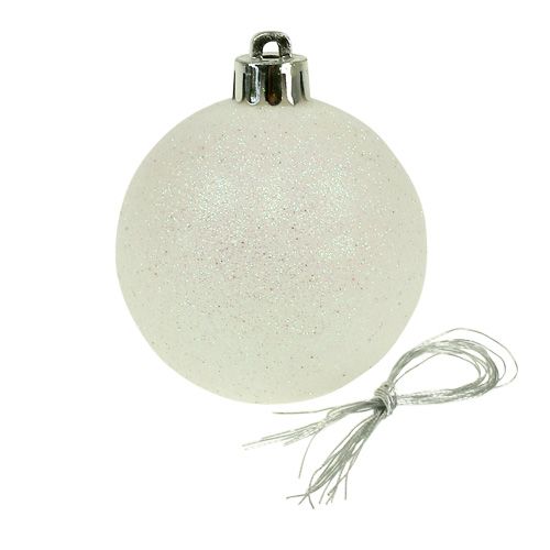 Floristik24 Boules de Noël plastique blanc-nacre Ø6cm 10p