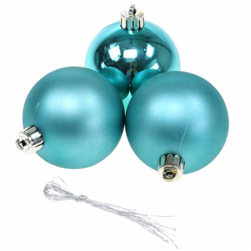 Floristik24 Décorations pour sapin de Noël Boule de Noël turquoise Ø6cm 12pcs