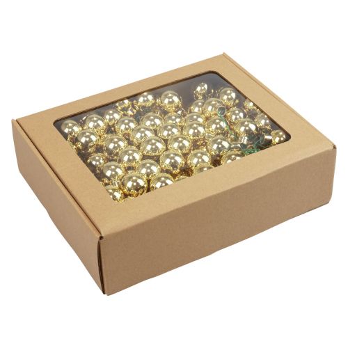 Floristik24 Boules de Noël sur fil de verre miroir baies doré 2,5cm 140 pcs