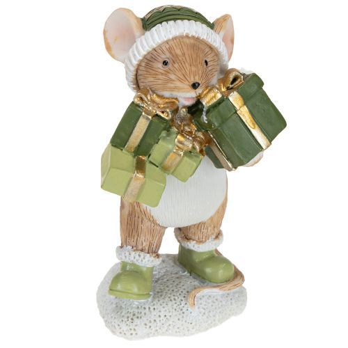 Floristik24 Décoration de Noël souris vert marron H8cm 2 pcs