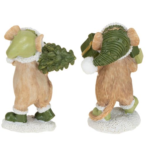 Article Décoration de Noël souris vert marron H8cm 2 pcs