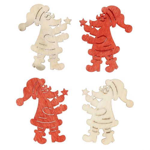 Article Bois de Père Noël Décoration à contrôler rouge, nature 4cm 72pcs