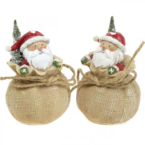Figurine décorative Père Noël dans un sac Décoration de Noël Ø8cm/H13cm 2 pièces