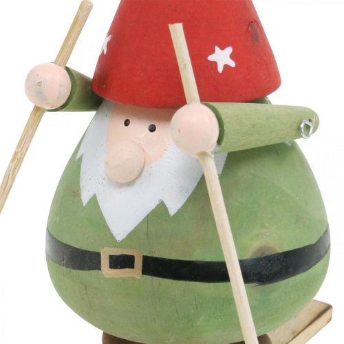Article Figurine décorative nain sur skis en bois Figurine nain de Noël H13cm
