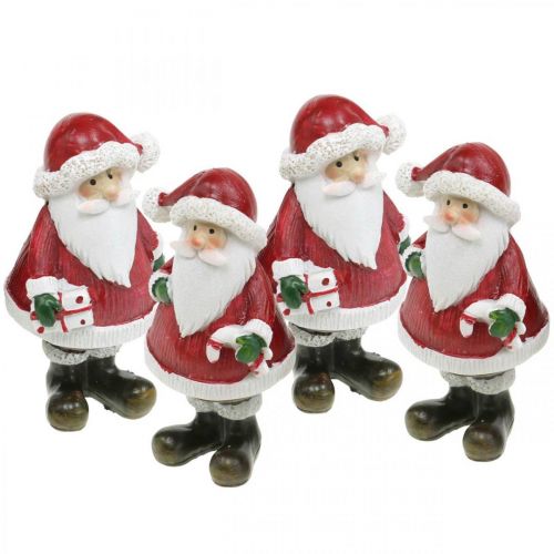 Floristik24 Figurine déco Père Noël avec canne en bonbon/cadeau H8,5cm 4pcs