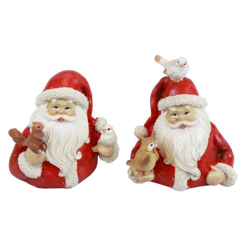 Figurines de Noël Père Noël avec animaux 10x7x9cm 2pcs