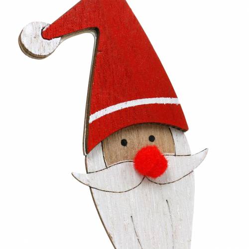 Article Épingles en bois Père Noël avec ressort en métal rouge, blanc, naturel 12 / 13cm L36 / 36.5cm 12pcs