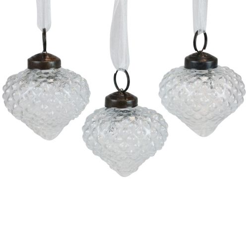 Floristik24 Décorations de Noël décoration en verre oignon diamant clair Ø5,5cm 9 pcs