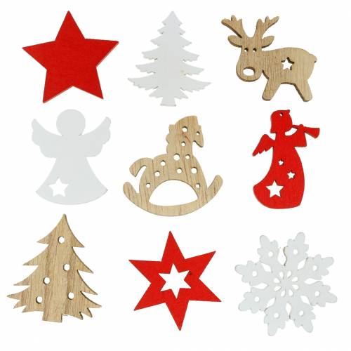 Floristik24 Décoration à disperser Assortiment de Noël en bois 72 pcs