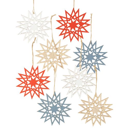 Étoile de Noël décorative en bois à suspendre Ø12/15cm 8 pièces