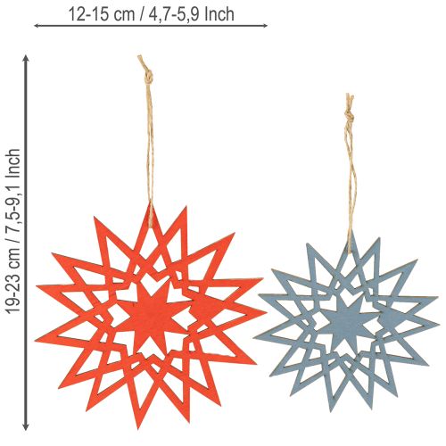 Article Étoile de Noël décorative en bois à suspendre Ø12/15cm 8 pièces