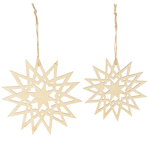 Article Étoile de Noël décorative en bois à suspendre Ø12/15cm 8 pièces