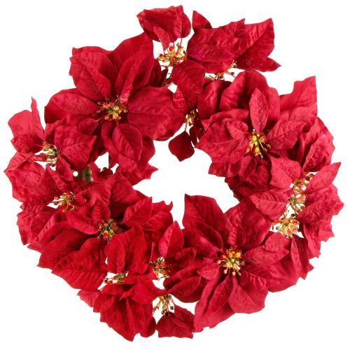 Couronne de poinsettia fleurs artificielles Noël Ø40cm