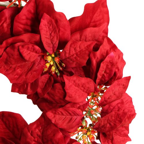 Article Couronne de poinsettia fleurs artificielles Noël Ø40cm