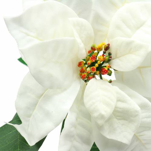 Article Poinsettia, fleur artificielle blanche 67cm