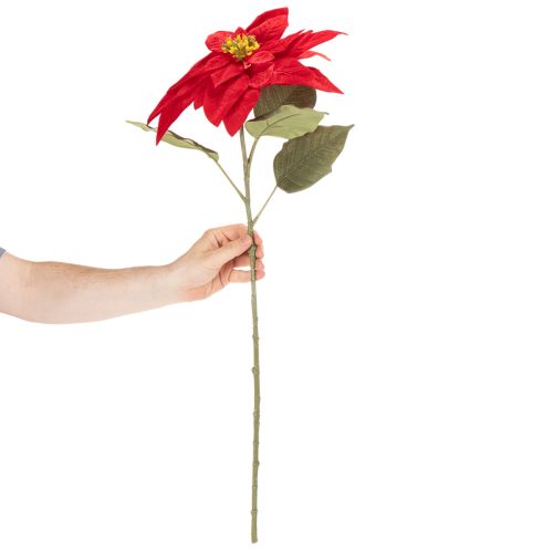 Fleur artificielle Poinsettia rouge sur tige 82 cm | Floristik24.fr