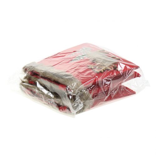 Article Sac de Noël rouge avec fourrure 15,5cm x 18cm 3 pcs