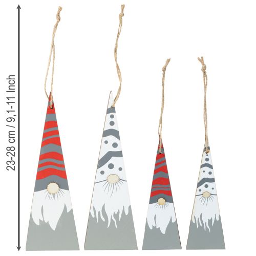 Floristik24 Nains de Noël en bois à suspendre gris rouge 15/19,5 cm 8 pièces