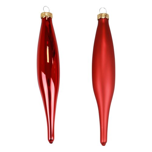 Floristik24 Cône de Noël en verre cône en verre rouge brillant/mat 15cm 6pcs