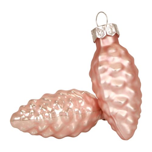 Floristik24 Cône de Noël en verre Cône en verre rose Noël 6.5cm 10p
