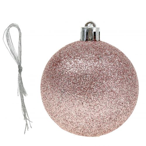 Floristik24 Boule de Noël plastique rose mix Ø6cm 10p