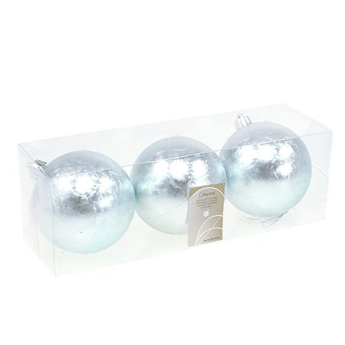 Floristik24 Boule de Noël plastique Ø8cm bleu glace 3pcs