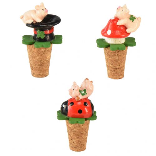 Article Bouchon de vin bouchon de champagne bouchon de vin symboles porte-bonheur 6,5 cm 3 pcs