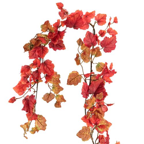 Guirlande de feuilles de vigne artificielles décoration d&#39;automne rouge 200 cm